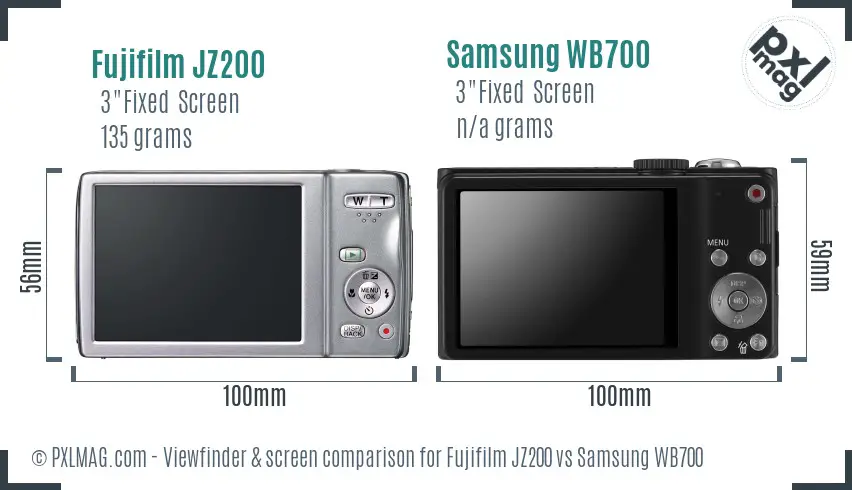 Fujifilm JZ200 vs Samsung WB700 Screen and Viewfinder comparison