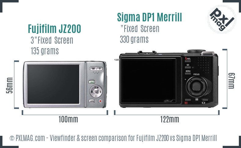 Fujifilm JZ200 vs Sigma DP1 Merrill Screen and Viewfinder comparison