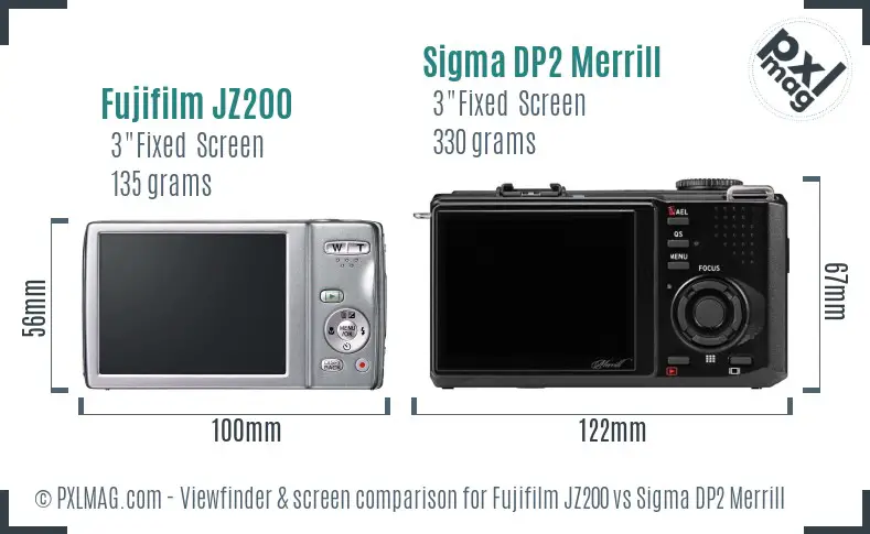 Fujifilm JZ200 vs Sigma DP2 Merrill Screen and Viewfinder comparison Fujifilm JZ200 vs Sigma DP2 Merrill Screen and Viewfinder comparison