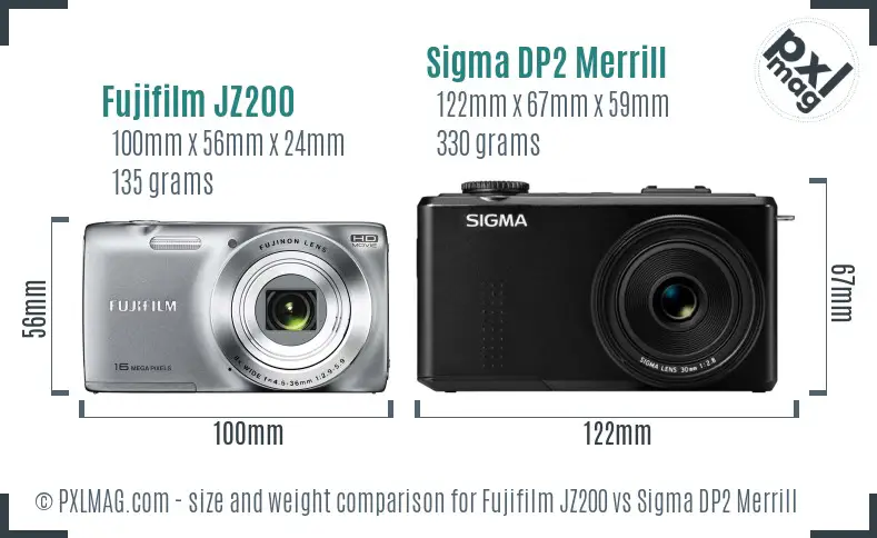 Fujifilm JZ200 vs Sigma DP2 Merrill size comparison Fujifilm JZ200 vs Sigma DP2 Merrill size comparison