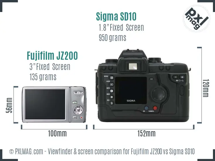 Fujifilm JZ200 vs Sigma SD10 Screen and Viewfinder comparison