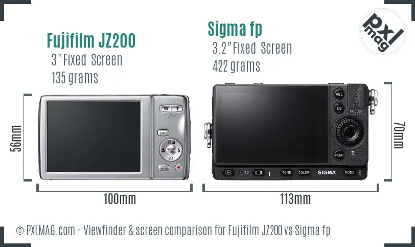 Fujifilm JZ200 vs Sigma fp Screen and Viewfinder comparison Fujifilm JZ200 vs Sigma fp Screen and Viewfinder comparison