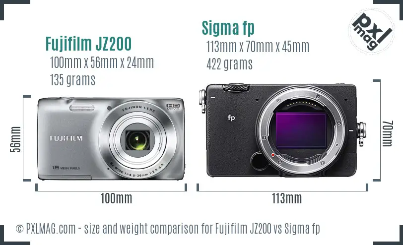 Fujifilm JZ200 vs Sigma fp size comparison Fujifilm JZ200 vs Sigma fp size comparison