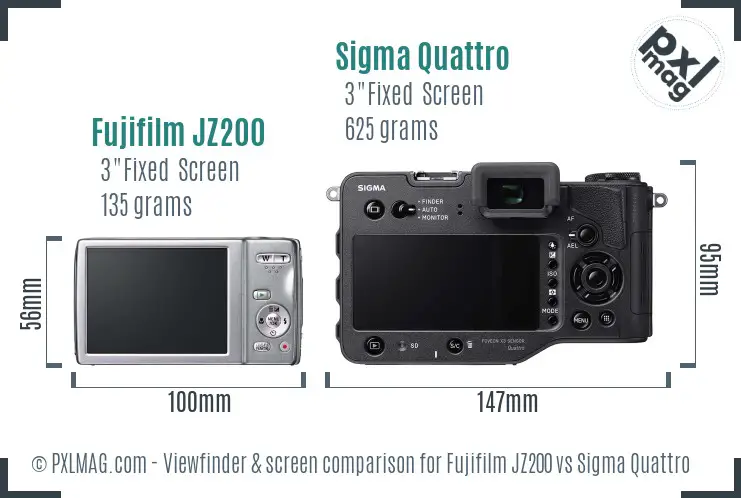 Fujifilm JZ200 vs Sigma Quattro Screen and Viewfinder comparison
