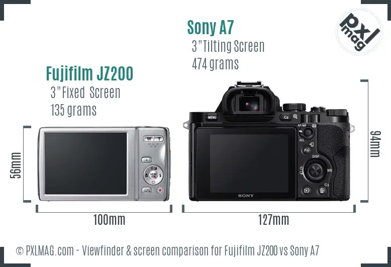 Fujifilm JZ200 vs Sony A7 Screen and Viewfinder comparison