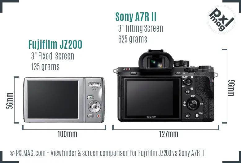 Fujifilm JZ200 vs Sony A7R II Screen and Viewfinder comparison