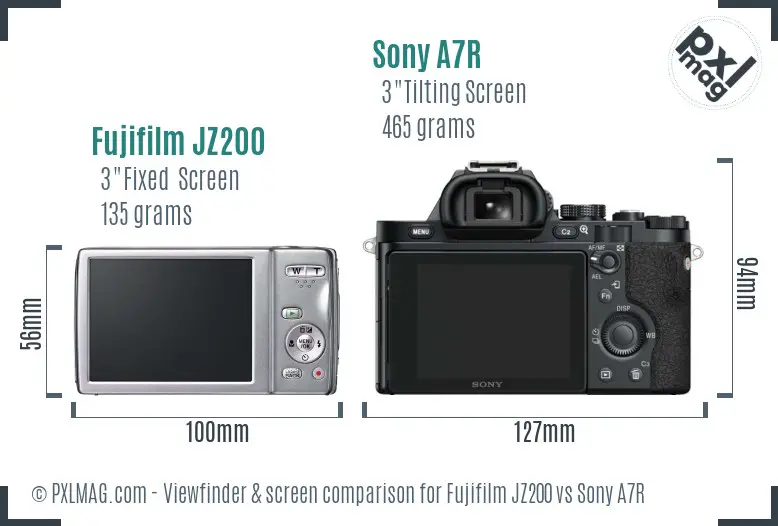 Fujifilm JZ200 vs Sony A7R Screen and Viewfinder comparison Fujifilm JZ200 vs Sony A7R Screen and Viewfinder comparison