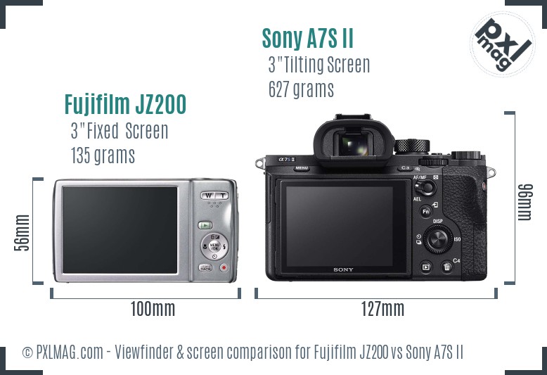 Fujifilm JZ200 vs Sony A7S II Screen and Viewfinder comparison