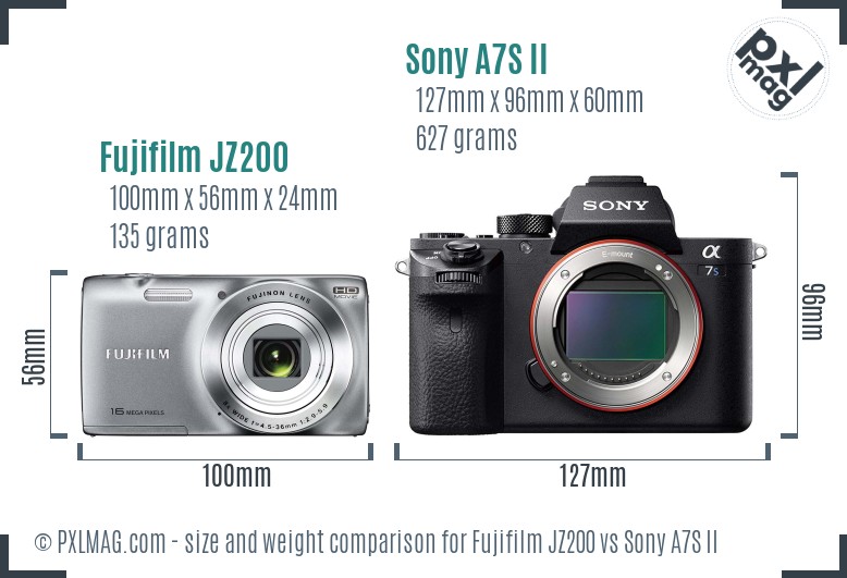 Fujifilm JZ200 vs Sony A7S II size comparison Fujifilm JZ200 vs Sony A7S II size comparison