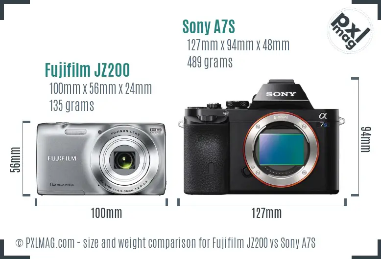 Fujifilm JZ200 vs Sony A7S size comparison Fujifilm JZ200 vs Sony A7S size comparison