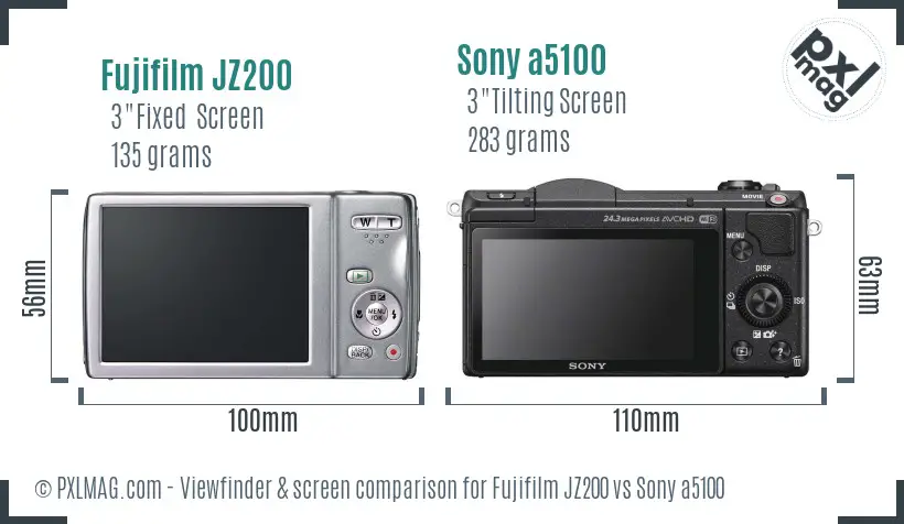 Fujifilm JZ200 vs Sony a5100 Screen and Viewfinder comparison