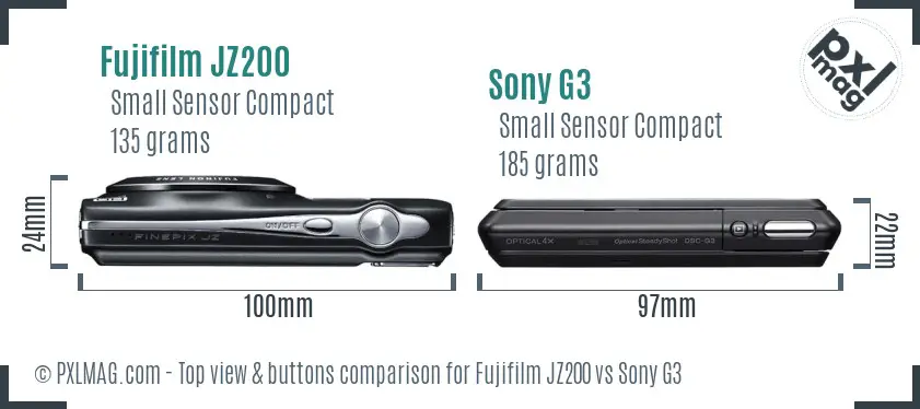 Fujifilm JZ200 vs Sony G3 top view buttons comparison