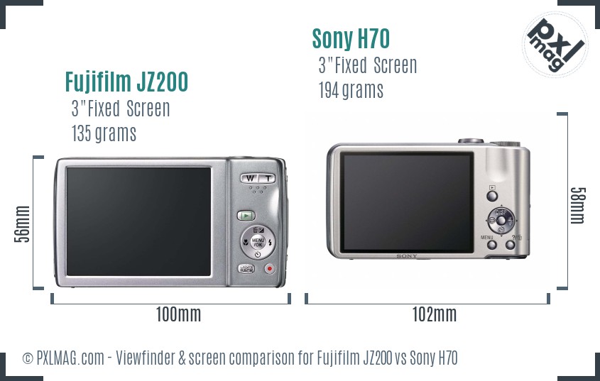 Fujifilm JZ200 vs Sony H70 Screen and Viewfinder comparison