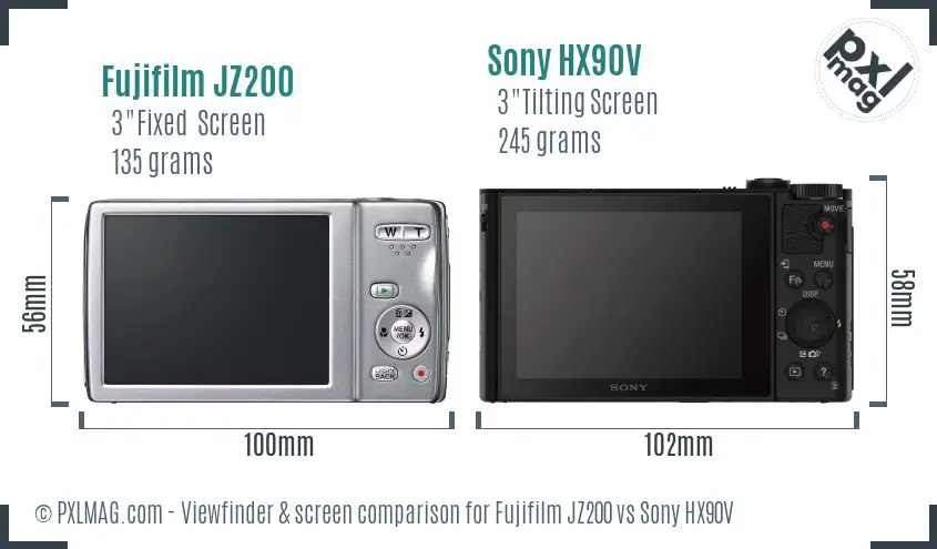 Fujifilm JZ200 vs Sony HX90V Screen and Viewfinder comparison Fujifilm JZ200 vs Sony HX90V Screen and Viewfinder comparison