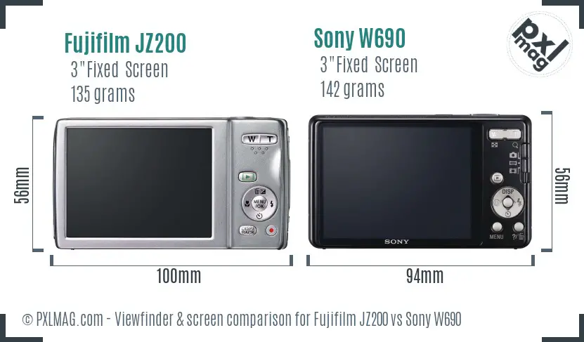 Fujifilm JZ200 vs Sony W690 Screen and Viewfinder comparison