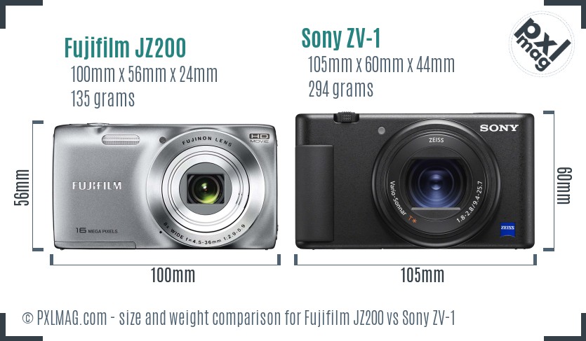 Fujifilm JZ200 vs Sony ZV-1 size comparison Fujifilm JZ200 vs Sony ZV-1 size comparison