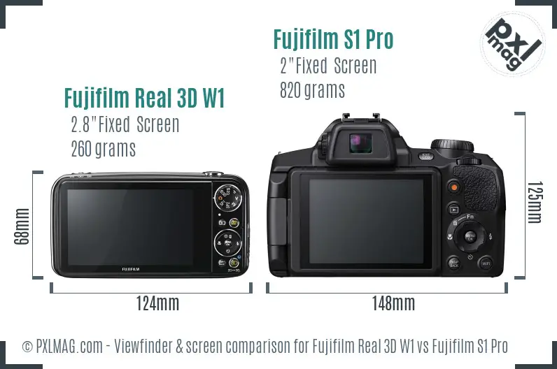 Fujifilm Real 3D W1 vs Fujifilm S1 Pro Screen and Viewfinder comparison