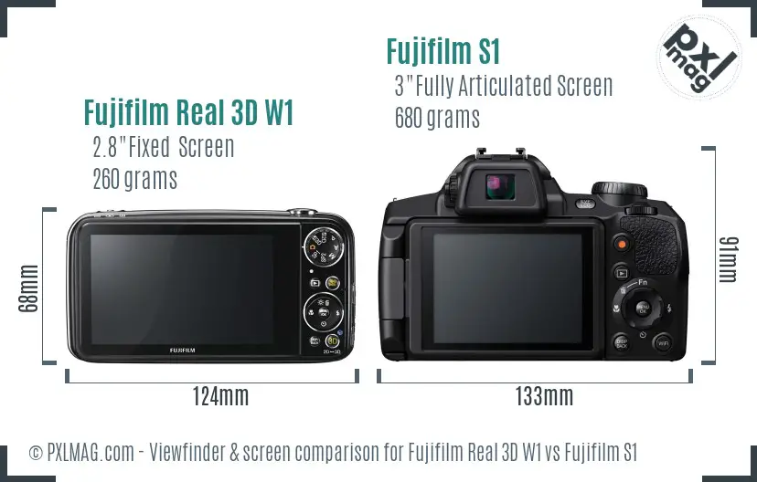 Fujifilm Real 3D W1 vs Fujifilm S1 Screen and Viewfinder comparison