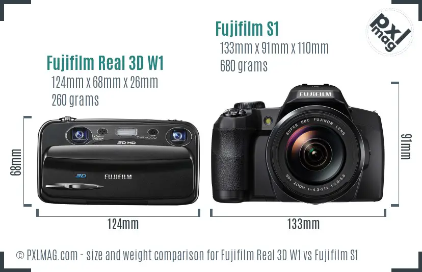 Fujifilm Real 3D W1 vs Fujifilm S1 size comparison