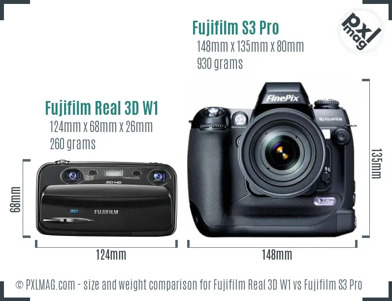 Fujifilm Real 3D W1 vs Fujifilm S3 Pro size comparison