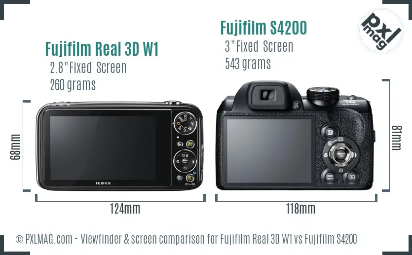 Fujifilm Real 3D W1 vs Fujifilm S4200 Screen and Viewfinder comparison