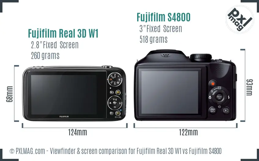 Fujifilm Real 3D W1 vs Fujifilm S4800 Screen and Viewfinder comparison