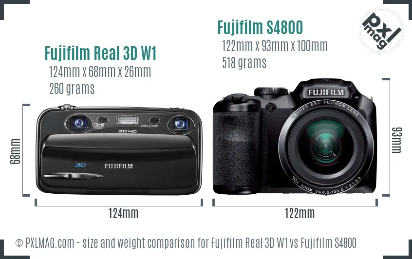 Fujifilm Real 3D W1 vs Fujifilm S4800 size comparison