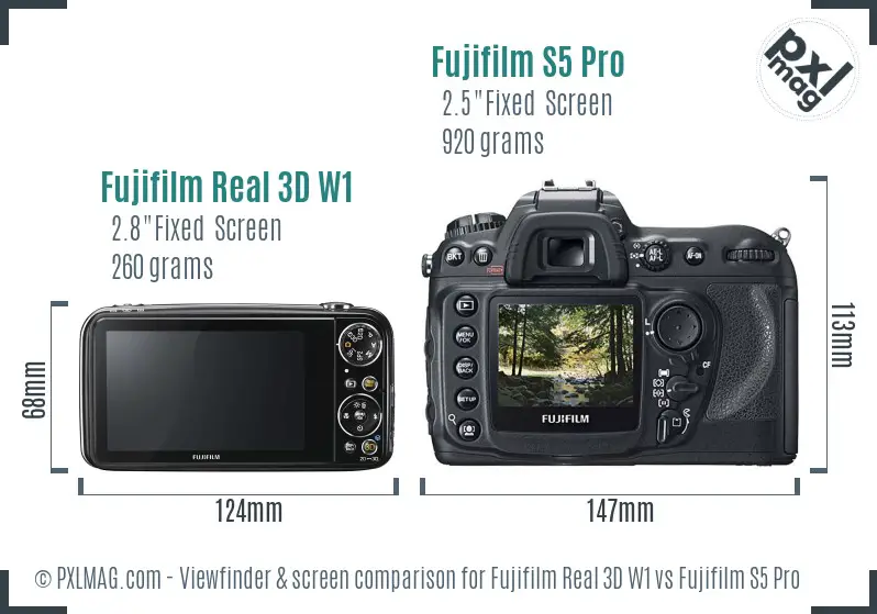 Fujifilm Real 3D W1 vs Fujifilm S5 Pro Screen and Viewfinder comparison Fujifilm Real 3D W1 vs Fujifilm S5 Pro Screen and Viewfinder comparison