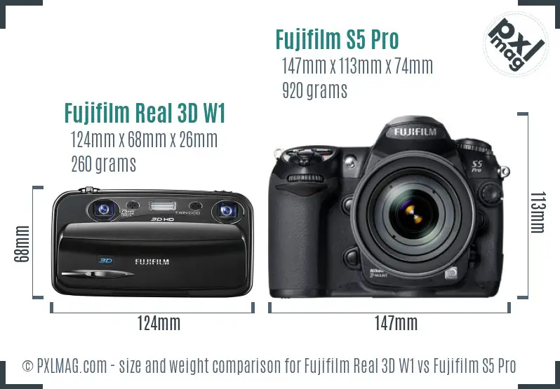 Fujifilm Real 3D W1 vs Fujifilm S5 Pro size comparison Fujifilm Real 3D W1 vs Fujifilm S5 Pro size comparison