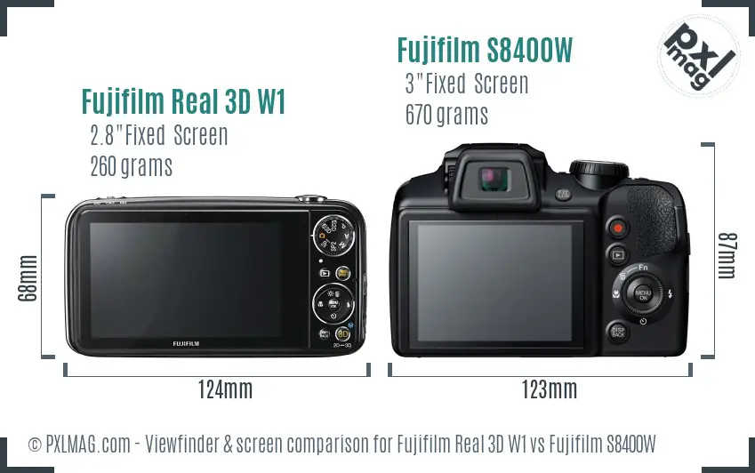 Fujifilm Real 3D W1 vs Fujifilm S8400W Screen and Viewfinder comparison