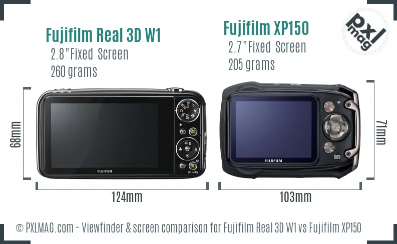 Fujifilm Real 3D W1 vs Fujifilm XP150 Screen and Viewfinder comparison