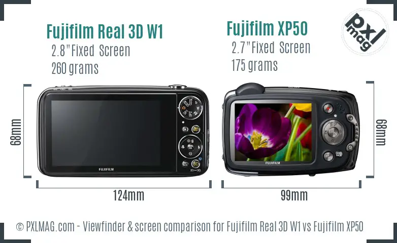 Fujifilm Real 3D W1 vs Fujifilm XP50 Screen and Viewfinder comparison
