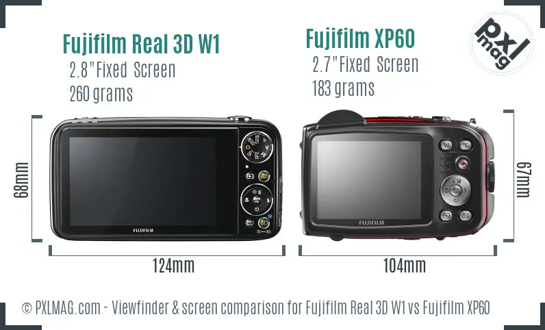 Fujifilm Real 3D W1 vs Fujifilm XP60 Screen and Viewfinder comparison