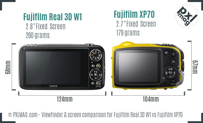 Fujifilm Real 3D W1 vs Fujifilm XP70 Screen and Viewfinder comparison