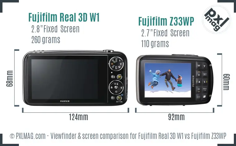 Fujifilm Real 3D W1 vs Fujifilm Z33WP Screen and Viewfinder comparison