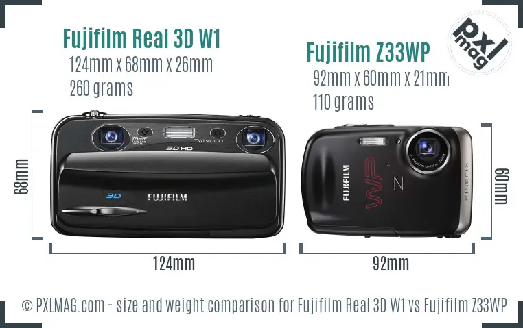 Fujifilm Real 3D W1 vs Fujifilm Z33WP size comparison