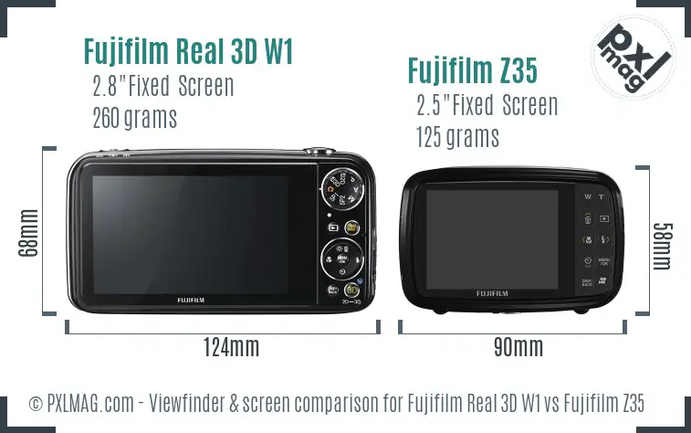 Fujifilm Real 3D W1 vs Fujifilm Z35 Screen and Viewfinder comparison
