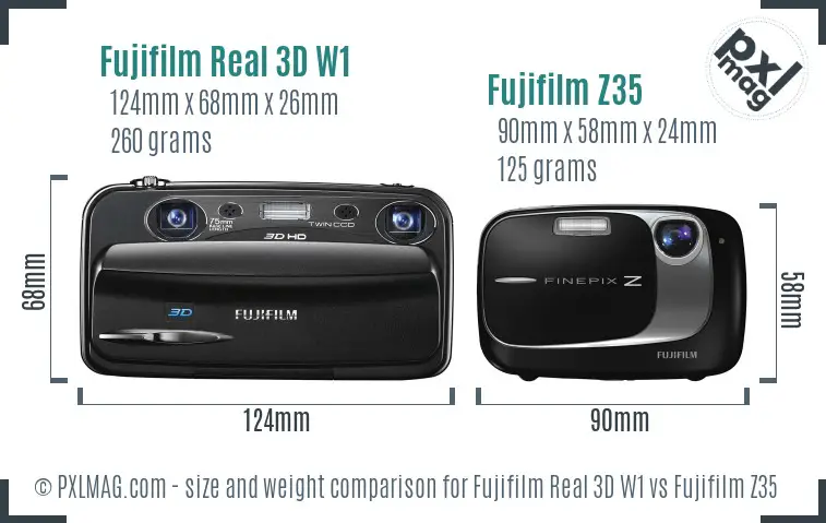 Fujifilm Real 3D W1 vs Fujifilm Z35 size comparison