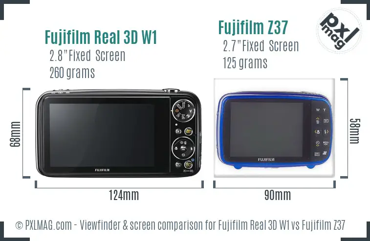 Fujifilm Real 3D W1 vs Fujifilm Z37 Screen and Viewfinder comparison