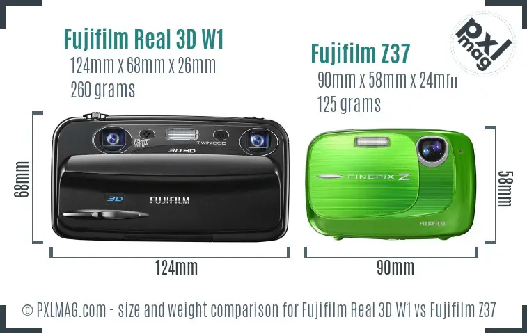 Fujifilm Real 3D W1 vs Fujifilm Z37 size comparison