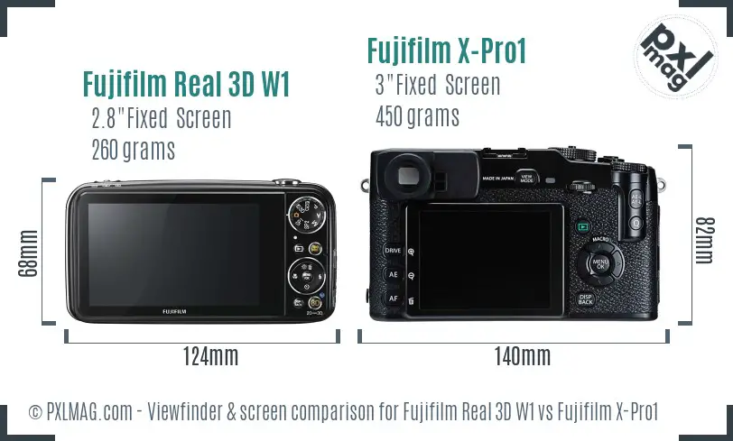 Fujifilm Real 3D W1 vs Fujifilm X-Pro1 Screen and Viewfinder comparison