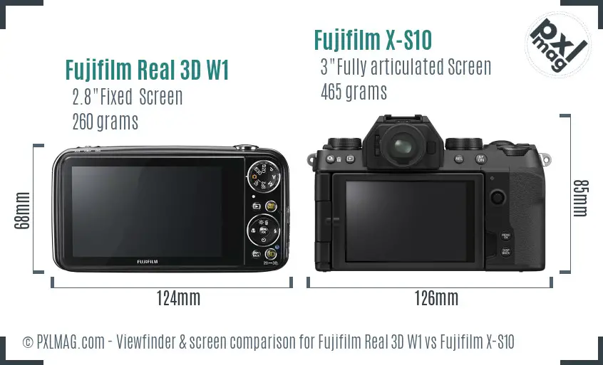 Fujifilm Real 3D W1 vs Fujifilm X-S10 Screen and Viewfinder comparison Fujifilm Real 3D W1 vs Fujifilm X-S10 Screen and Viewfinder comparison