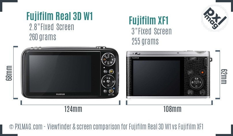 Fujifilm Real 3D W1 vs Fujifilm XF1 Screen and Viewfinder comparison