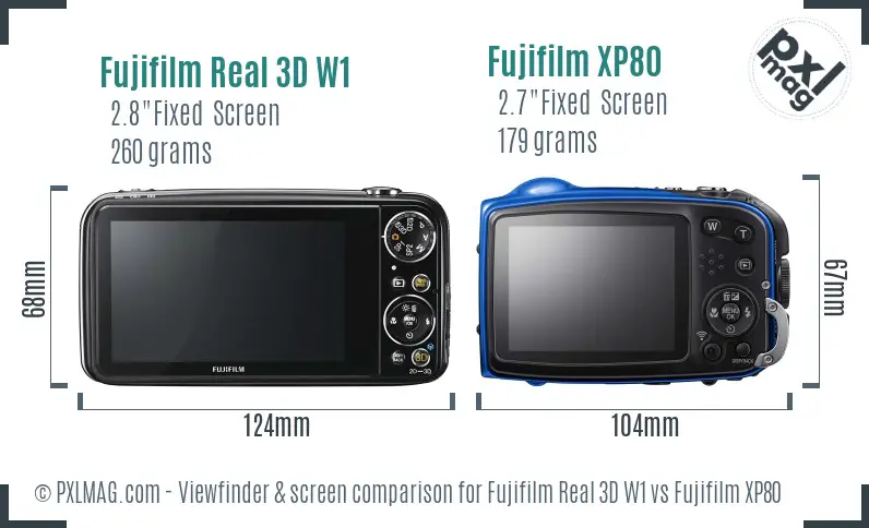 Fujifilm Real 3D W1 vs Fujifilm XP80 Screen and Viewfinder comparison