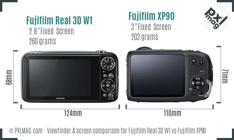 Fujifilm Real 3D W1 vs Fujifilm XP90 Screen and Viewfinder comparison