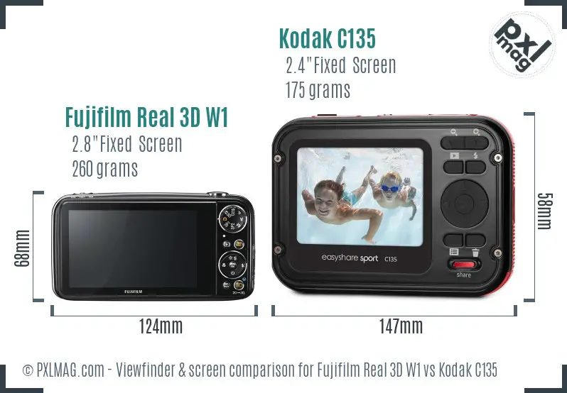 Fujifilm Real 3D W1 vs Kodak C135 Screen and Viewfinder comparison