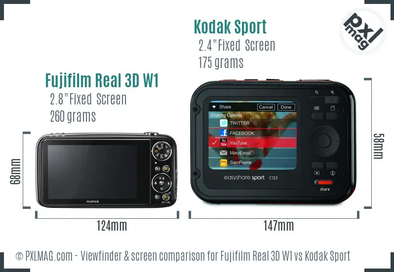 Fujifilm Real 3D W1 vs Kodak Sport Screen and Viewfinder comparison