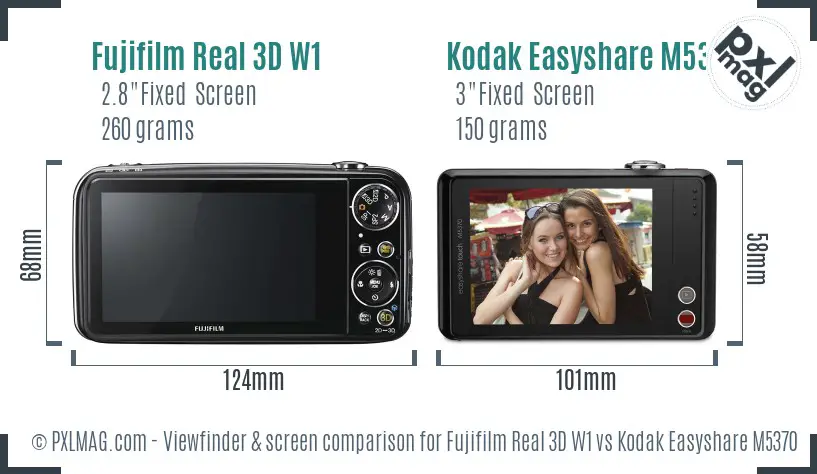 Fujifilm Real 3D W1 vs Kodak Easyshare M5370 Screen and Viewfinder comparison