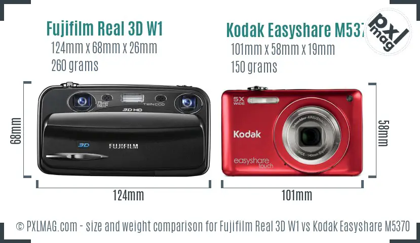Fujifilm Real 3D W1 vs Kodak Easyshare M5370 size comparison