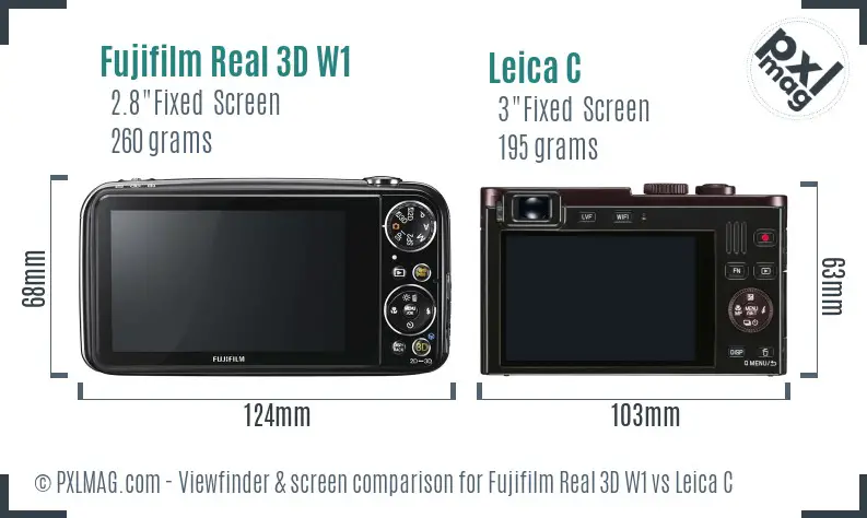 Fujifilm Real 3D W1 vs Leica C Screen and Viewfinder comparison